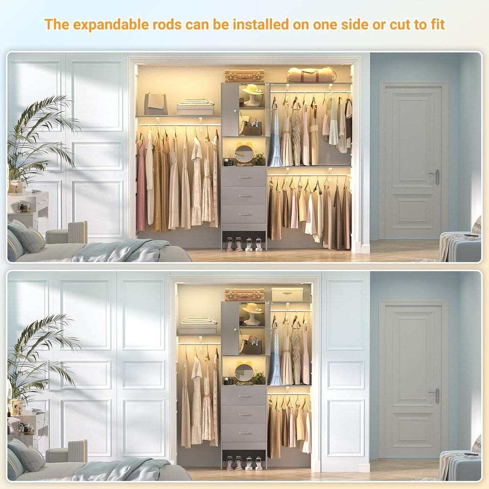 Armocity 96 Inches Closet System with Doors, 8FT Walk In Closet Organizer wit...