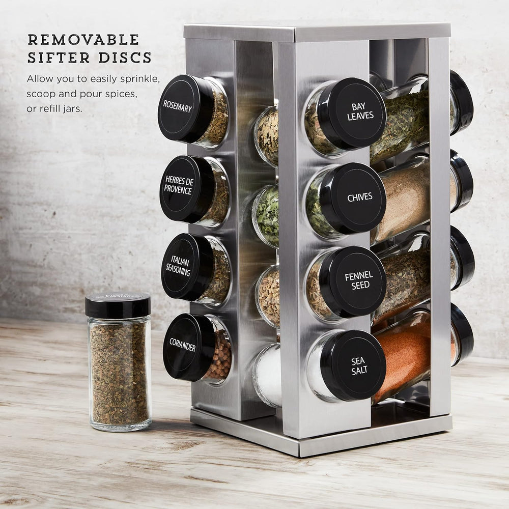 Kamenstein 16 Jar Heritage Revolving Countertop Spice Rack Organizer with Spi...
