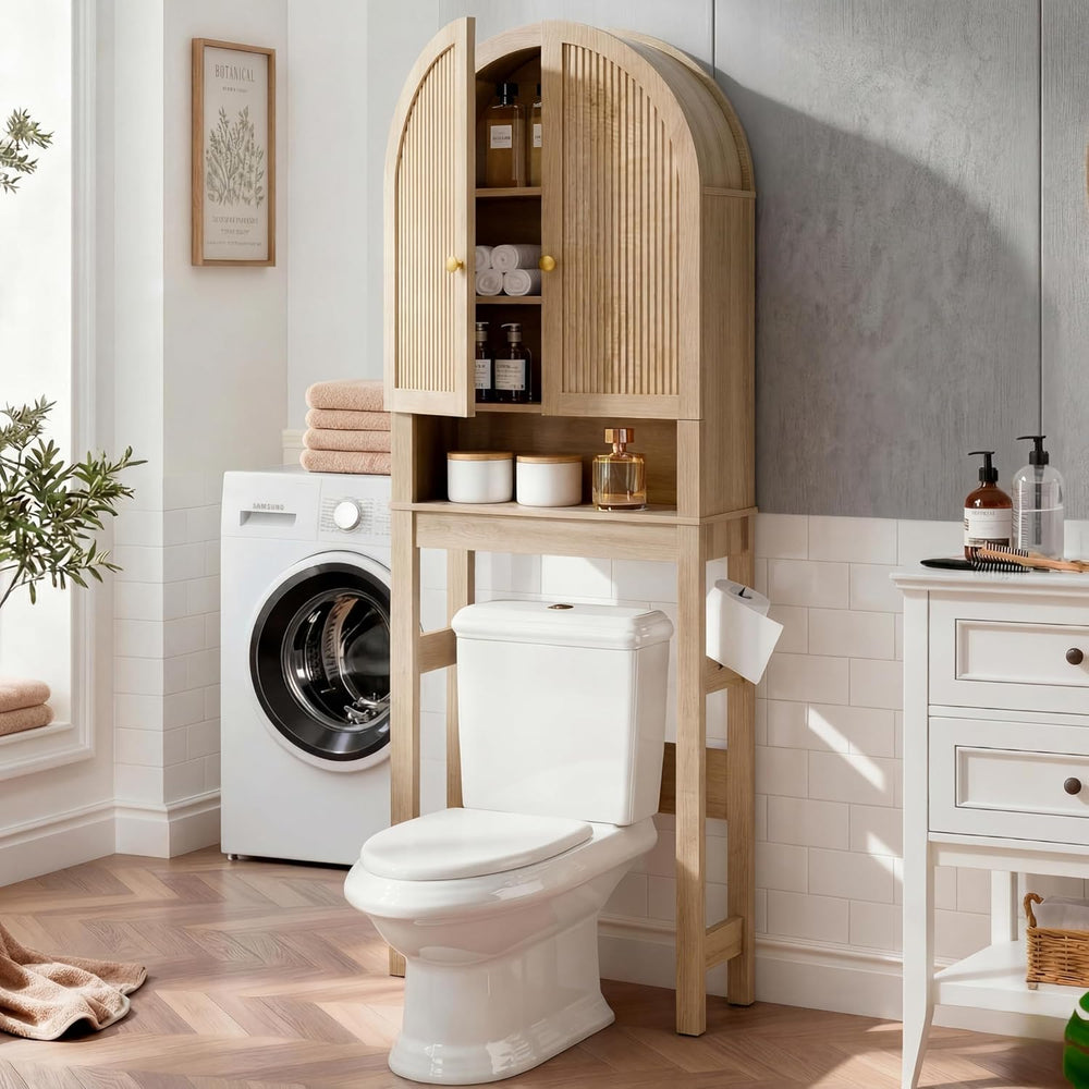 HMstone Over The Toilet Storage Cabinet, Arched Bathroom Organizer and Storag...