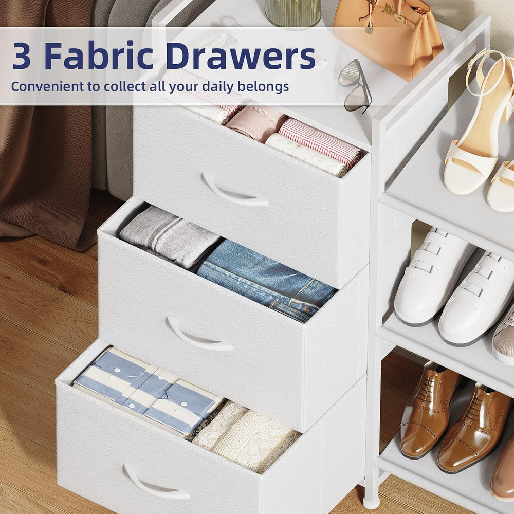 Somdot Shoe Rack, 3 Tier Shoe Organizer with 3 Drawers, Shoe Storage Shelf