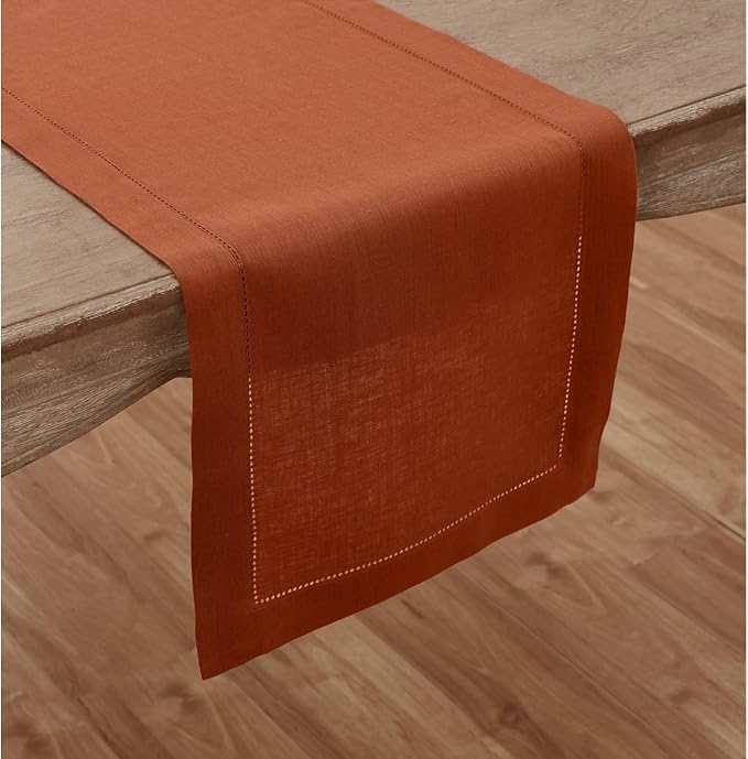 Solino Home Linen Cinnamon Table Runner 144 Inches Long - 100% Pure Linen Ext...