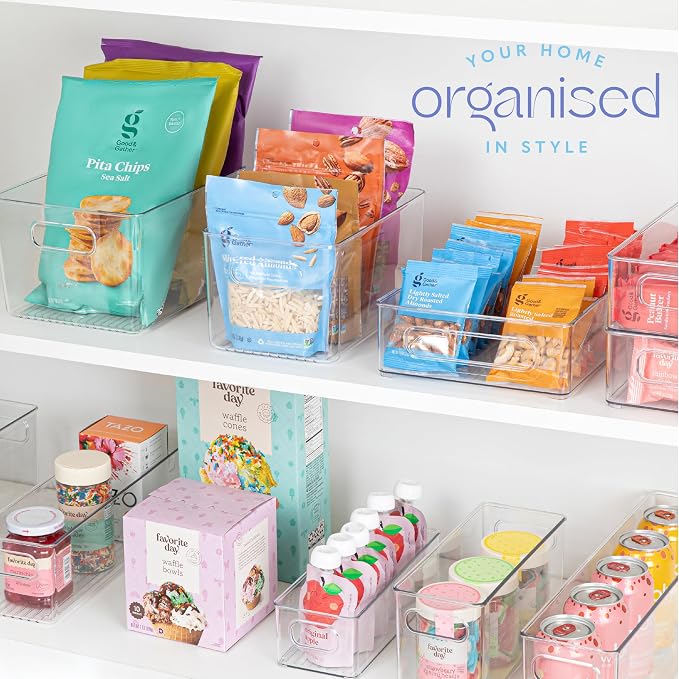 Plastic Food Storage 8 Pack Clear Container Bin