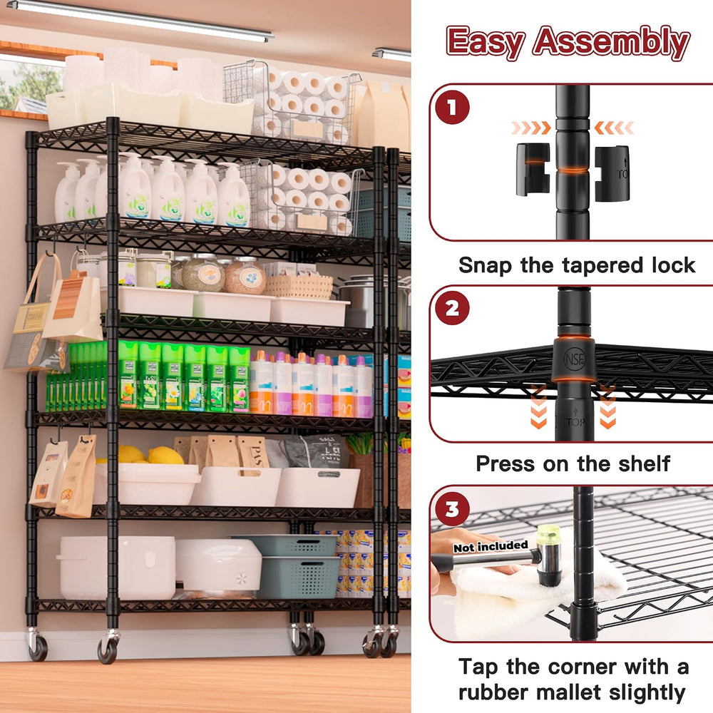 PrimeZone 6 Tier 36" W X 18" D X 78" H Wire Shelving with Whee...