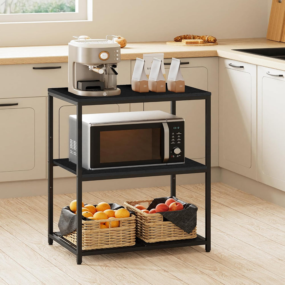 Kitchen Island with 3 Shelves, Workbench, Microwave Stand