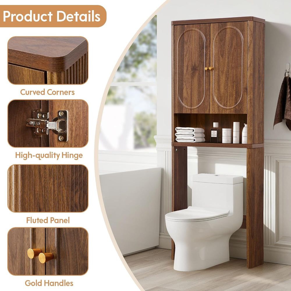 Fluted Over The Toilet Storage Cabinet, Bathroom Toilet Storage Cabinet with ...