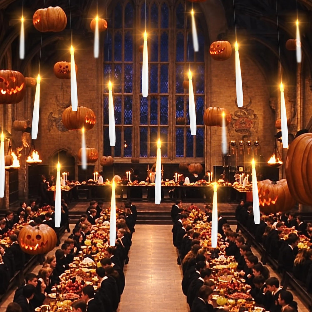 LUSHARBOR Floating Candles with Wand, Halloween Magic Flameless Candles