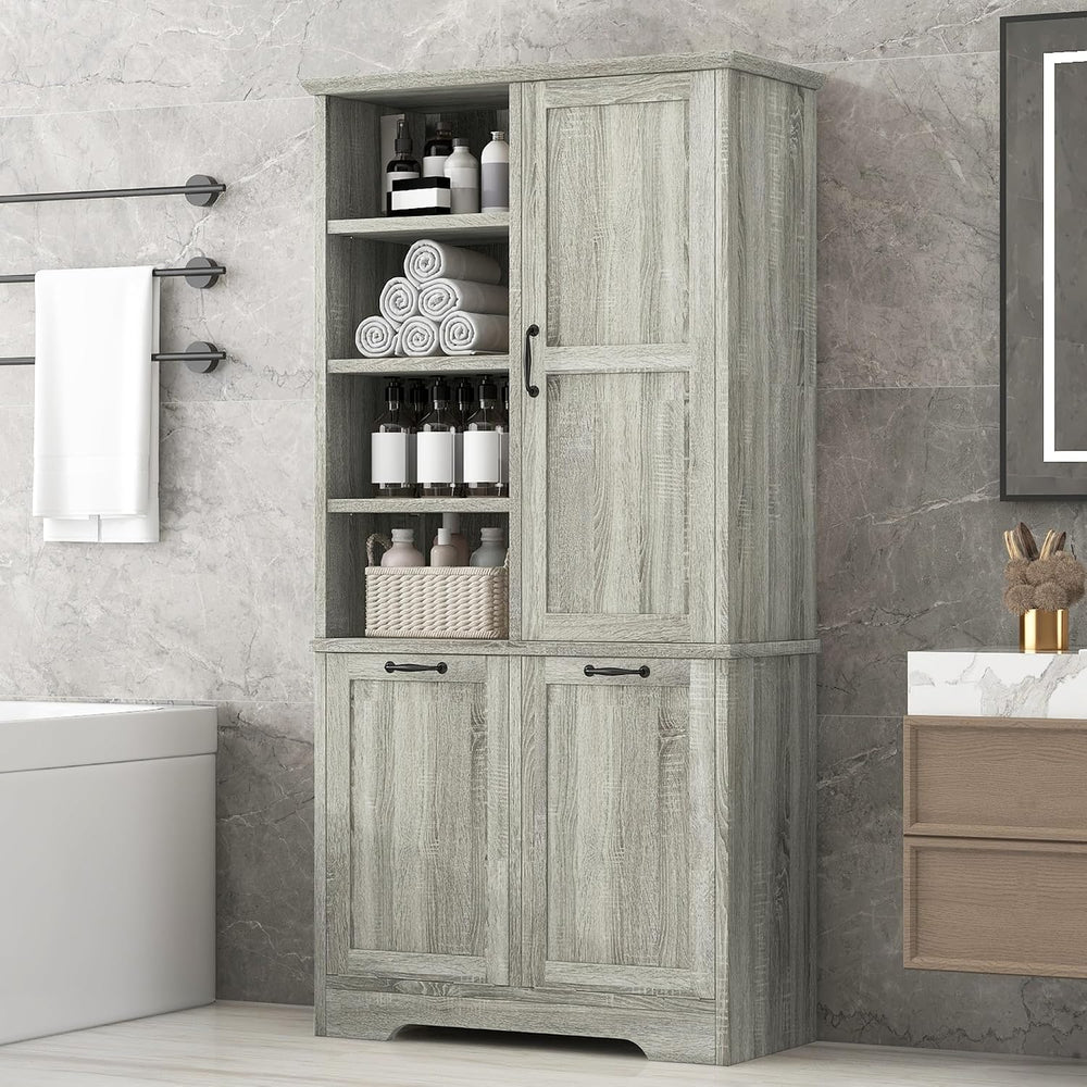 Bellemave 68” Tall Tilt-Out Double Doors Laundry Cabinet Hamper, Large Pull O...