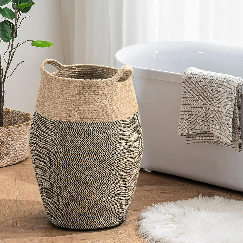 Extra Large Cotton Rope Laundry Hamper Basket, 105L Blanket Basket