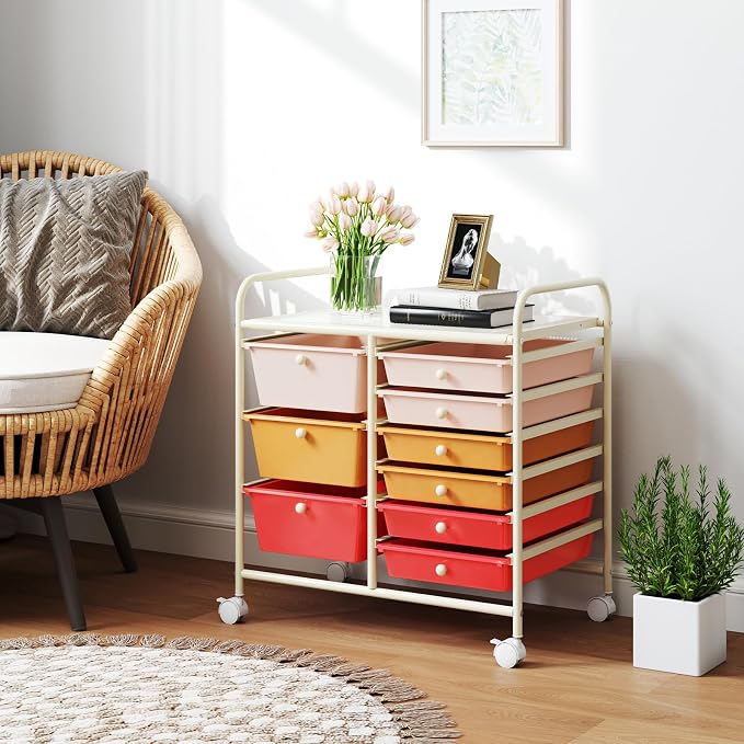 GOFLAME 9-Drawer Rolling Storage Cart, Mobile Utility Cart