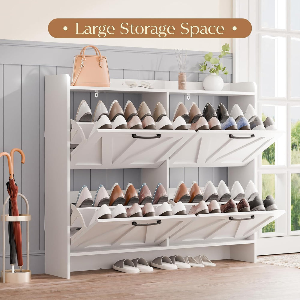 MU Shoe Storage Cabinet with 4 Flip Drawers, Freestanding Shoe Cabinet, Slim ...
