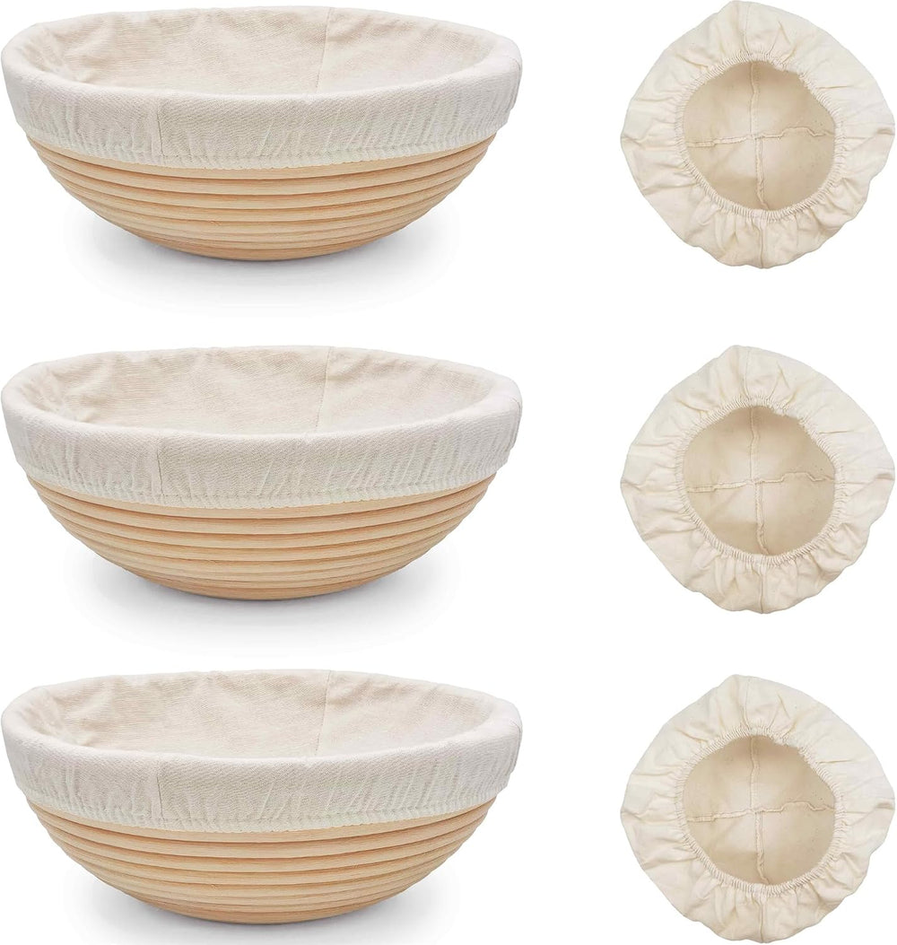 Banneton Bread Proofing Basket set of 3, 9.8 Inch Round Sourdough Proofing Ba...