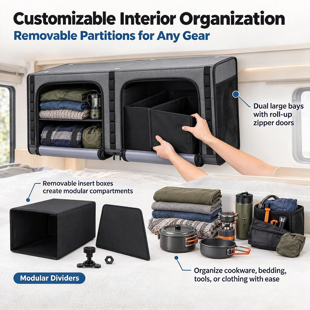 36" RV Overhead Soft-Sided Storage Cabinet, Soft Cabinets for Van & ...