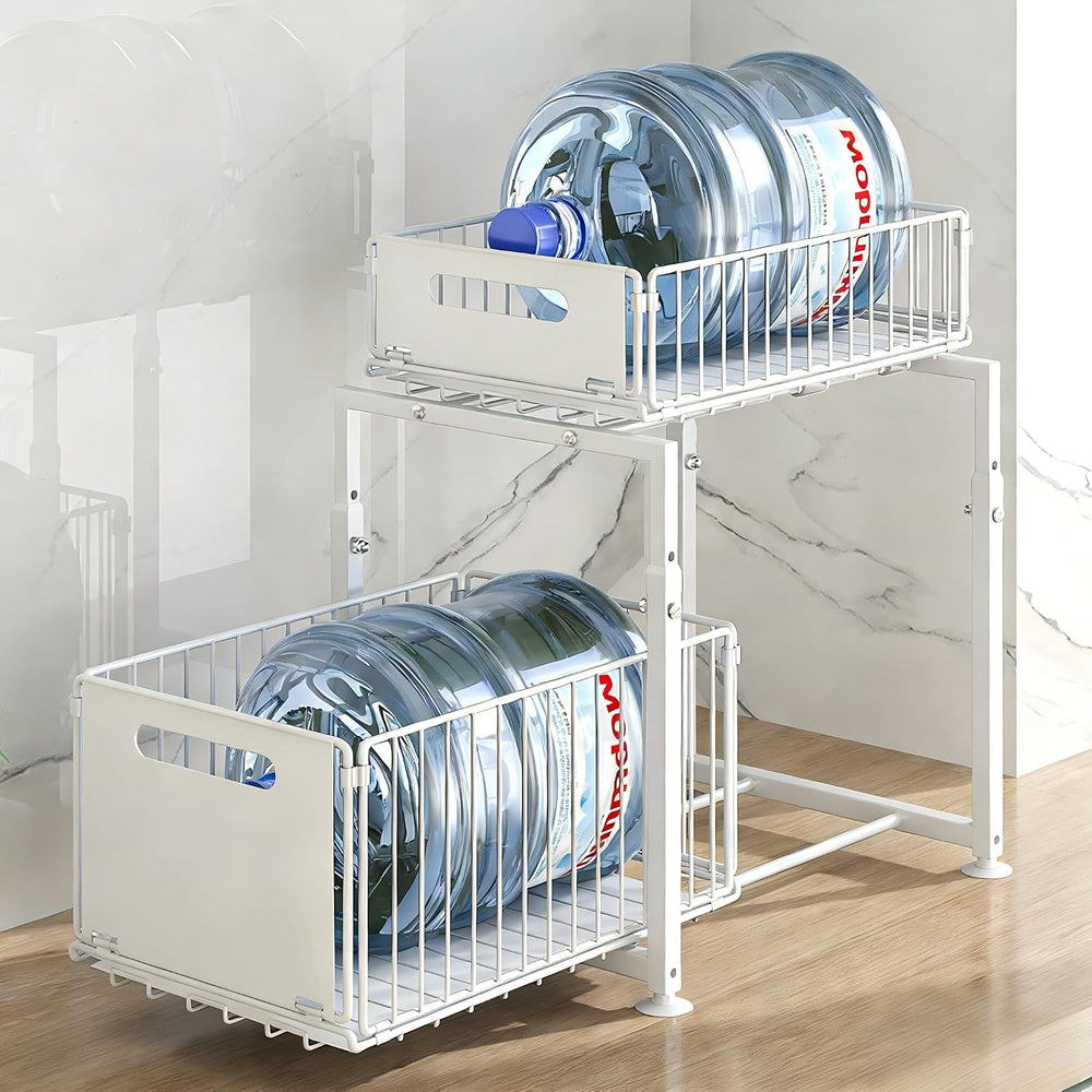 Under Sink Organizer, 2-Tier Multi-Use Kitchen and Bathroom Organizers and St...