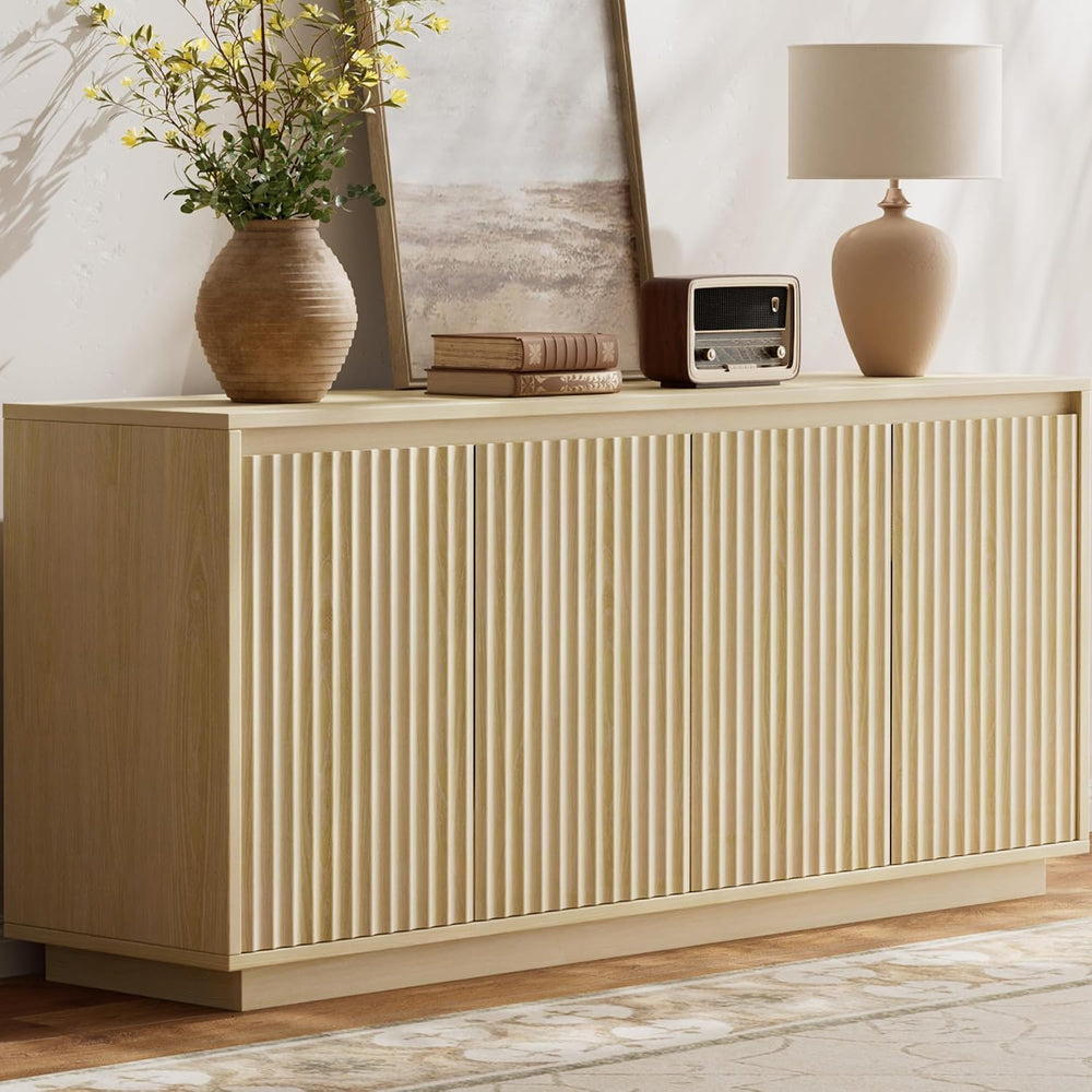 Lulive 63" Fluted Buffet Cabinet with Storage Sideboard Modern Credenza