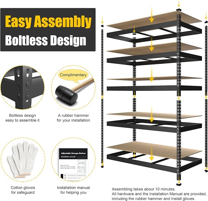 PrimeZone 5 Pack Heavy Duty Storage Shelves