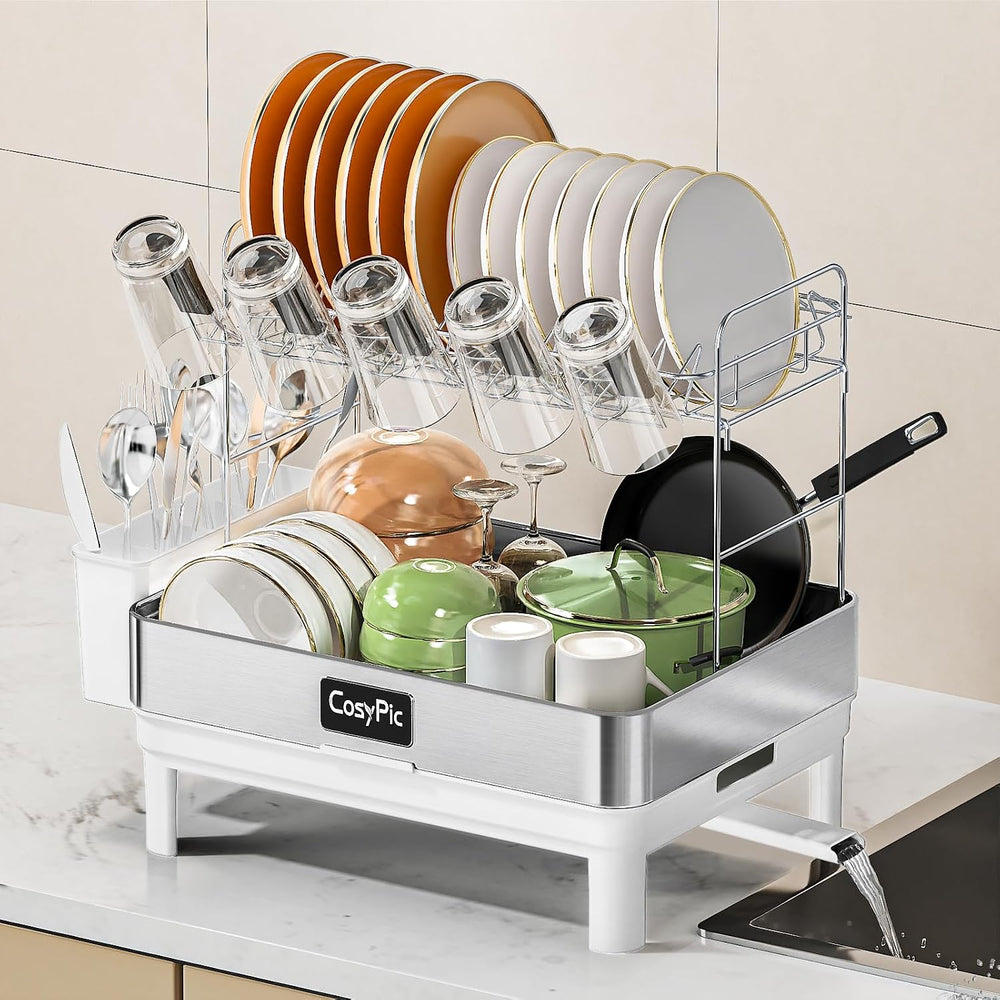 2 Tier Dish Drying Rack, Thicker Premium 304 Stainless Steel Dish Racks for K...