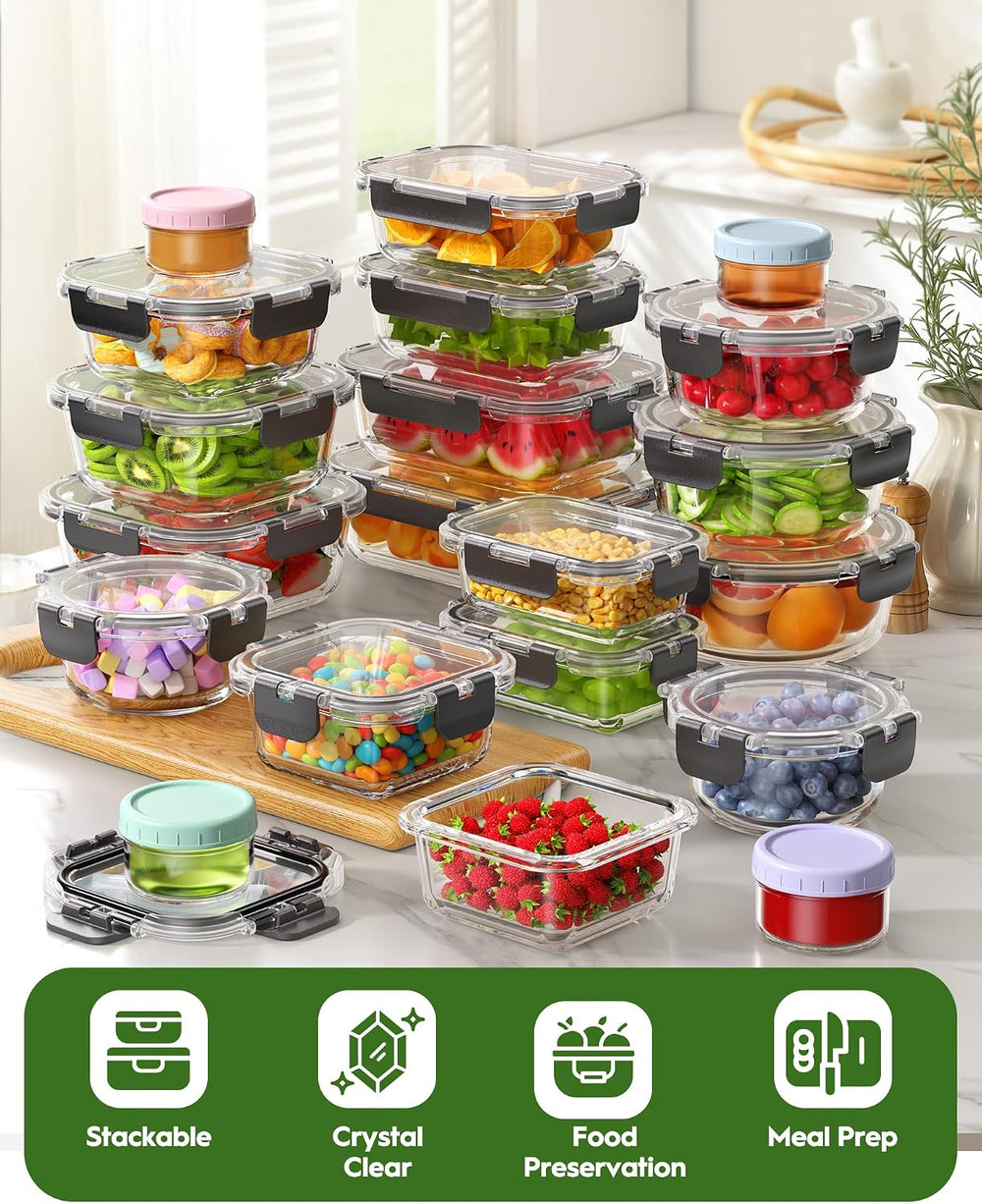 Canfanni 40 Piece Glass Food Storage Containers with Airtight Lids