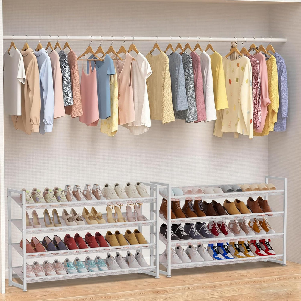 Large Shoe Rack 8 Tier Shoe Organizer, Heavy Duty Metal 4-Tier Stackable Shoe...