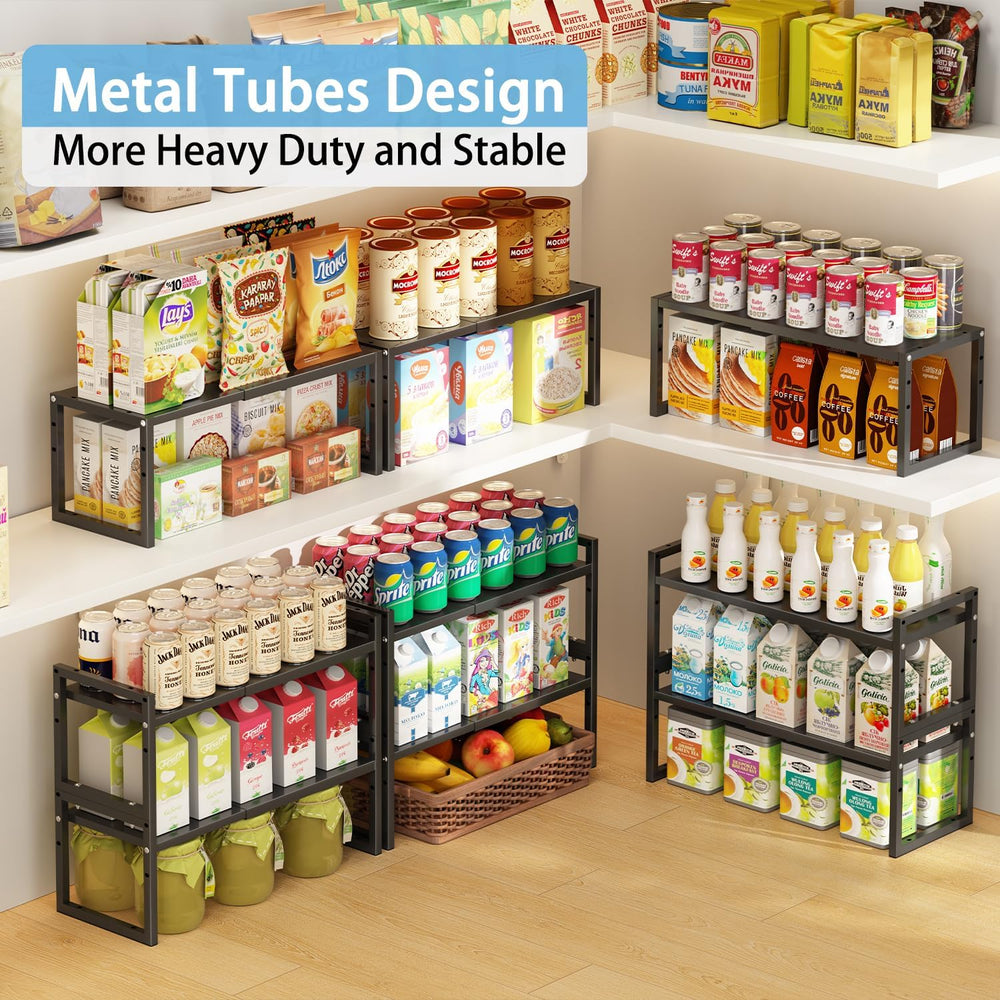 2 Pack Expandable Kitchen Cabinet Shelves Organizer,Heavy Duty Metal Shelving...