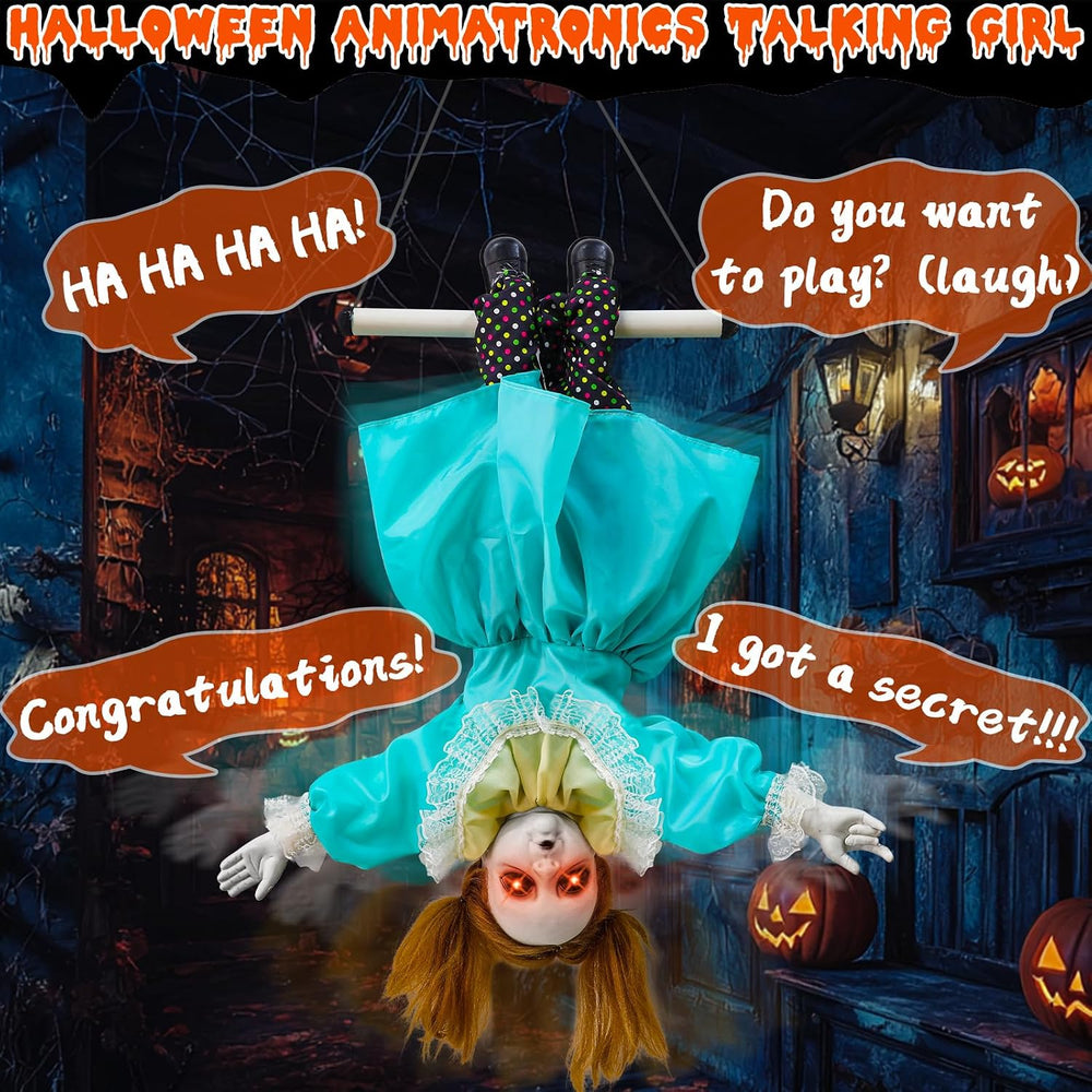 30'' Scary Halloween Animatronic Decorations Outdoor Hanging Swinging...