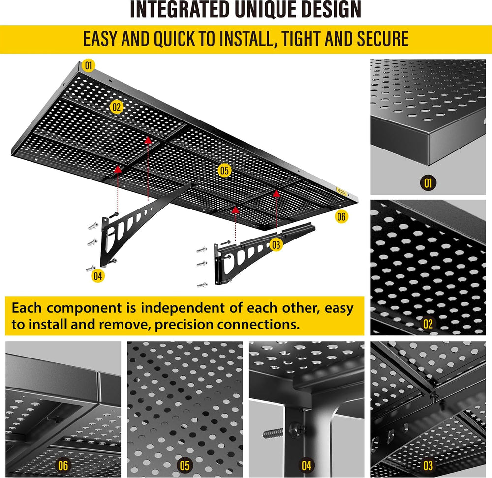 Aecxm 2-Pack 1.64x4ft Adjustable Garage Wall Shelving 560lbs Load Capacity He...