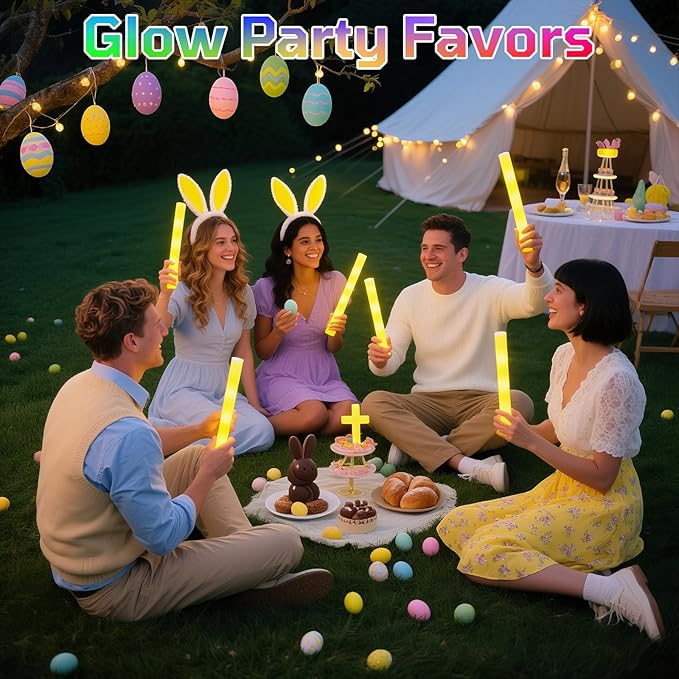 Foam Glow Sticks Bulk, 30 PCS Yellow Light Up Foam Sticks 3 Modes, Glow Party...