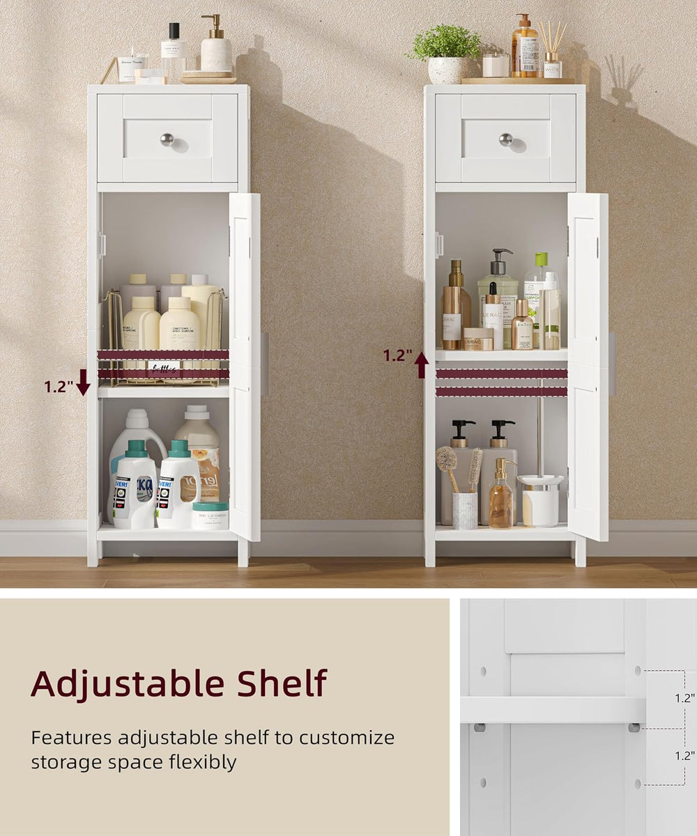9.8"W Bathroom Storage Cabinet with Drawer & Door, Narrow Floor Cabinet