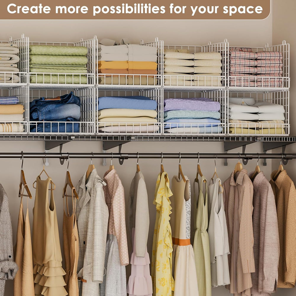 5-Tier Stackable Closet Organizers and Storage Baskets, Closet Shelf Organize...