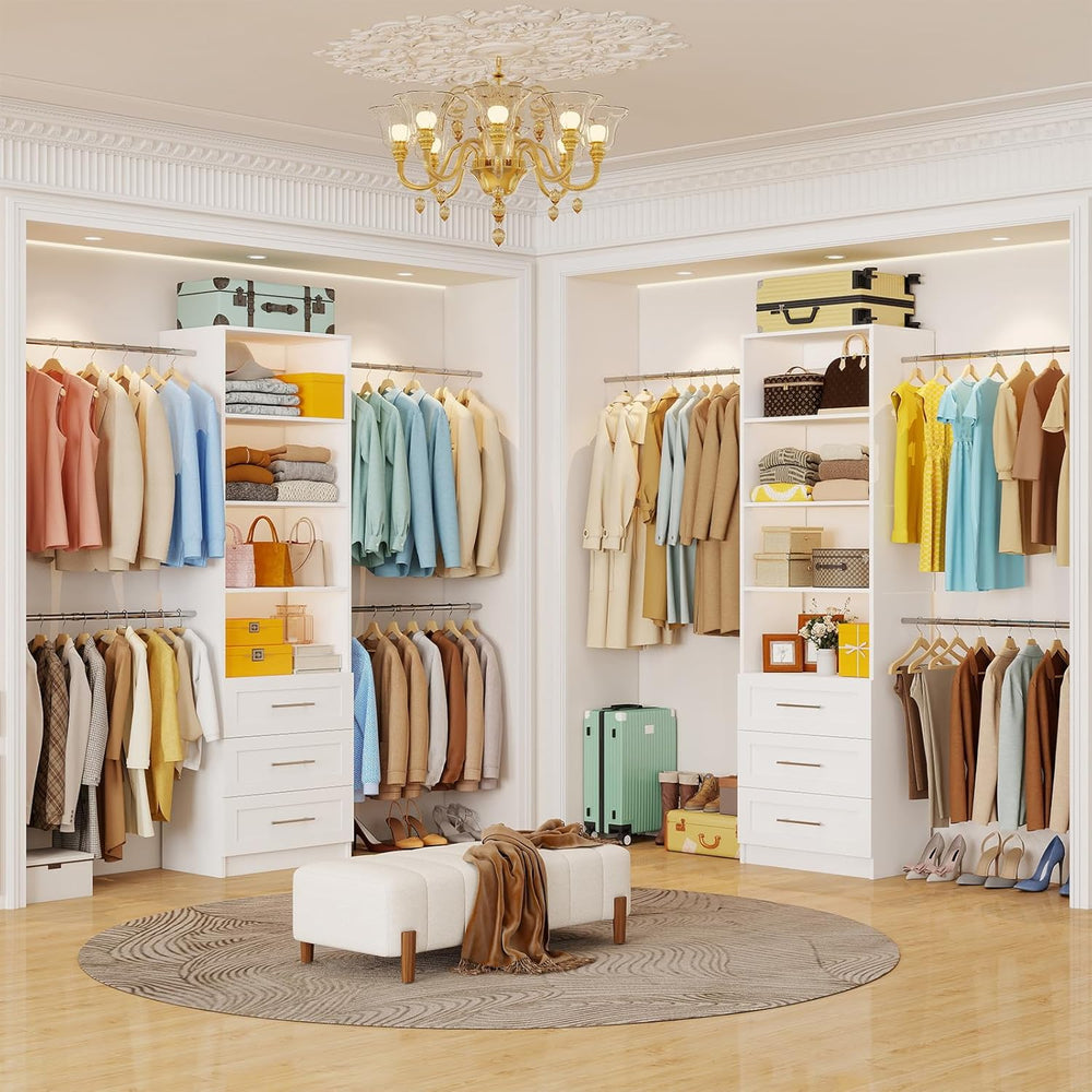 Closet System with 6 Drawers, 5-14FT Custom Closet Organizer System with 8 Ex...