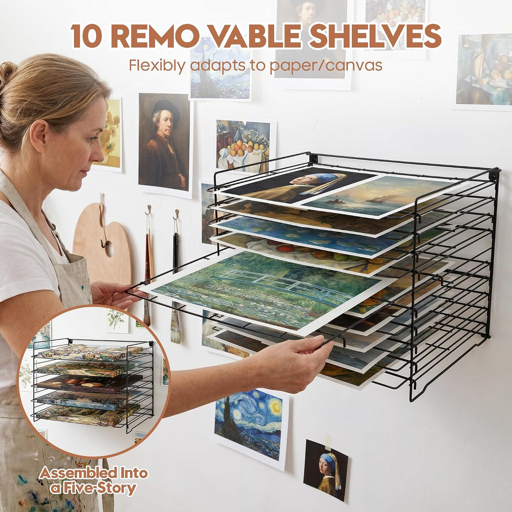 Wall Mount & Tabletop Art Drying Rack for Classroom, Art Storage Rack for...