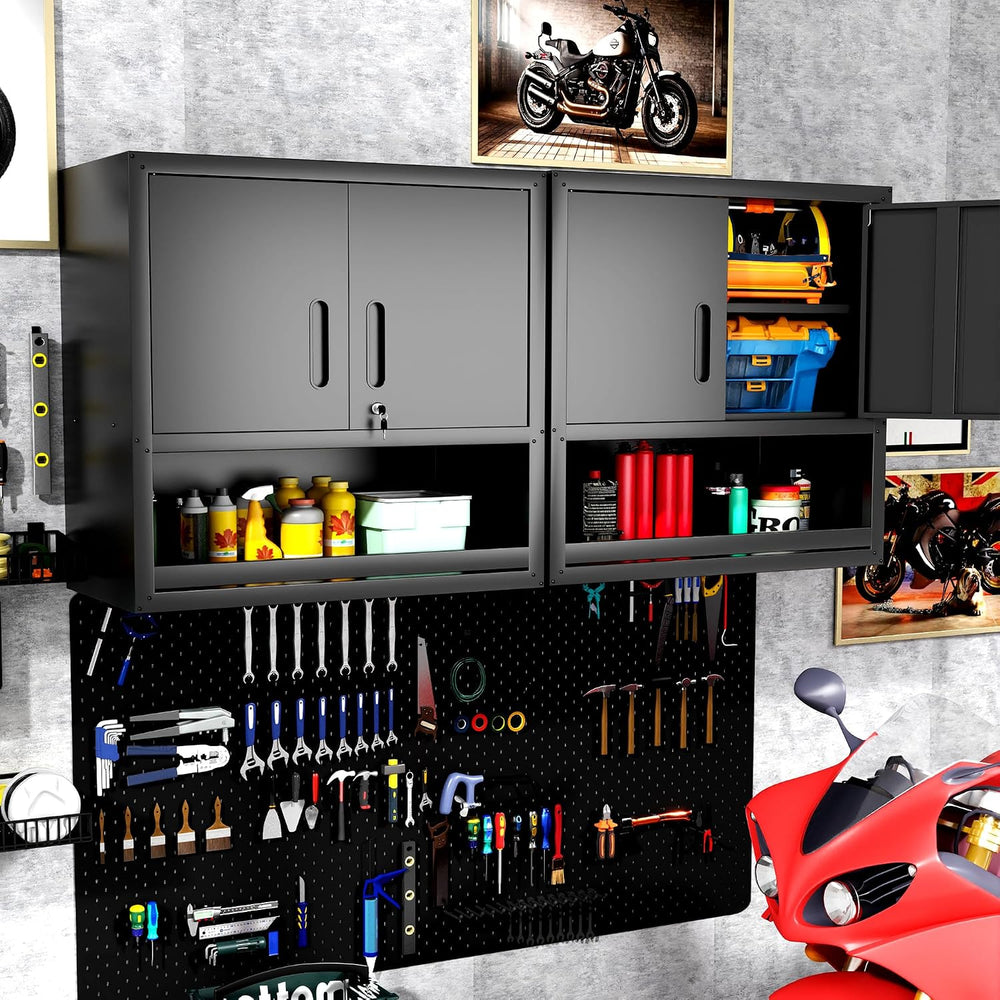 Wall Mounted Metal Storage Cabinet, Garage Hanging Tool Cabinet