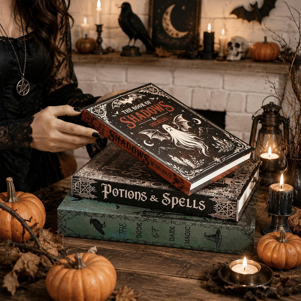 3 Pcs Halloween Decorative Book Boxes, Gothic Spellbook Faux Book