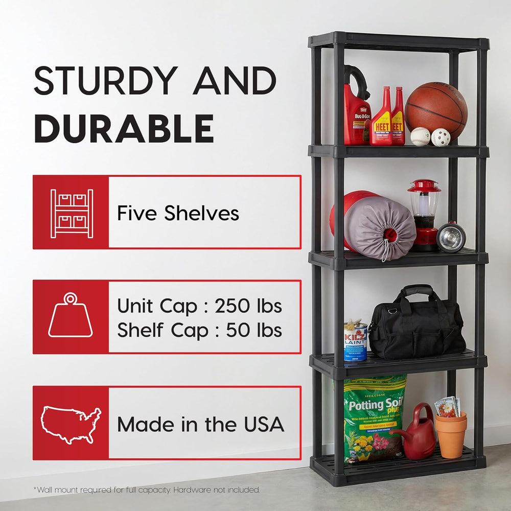 IRIS USA Plastic Storage Shelves |Made in USA| 64"H x 24"W x 12&quo...