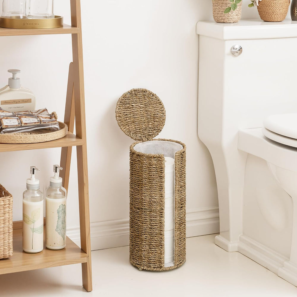 StorageWorks Seagrass Free Standing Toilet Paper Holder Stand for Bathroom, 3...