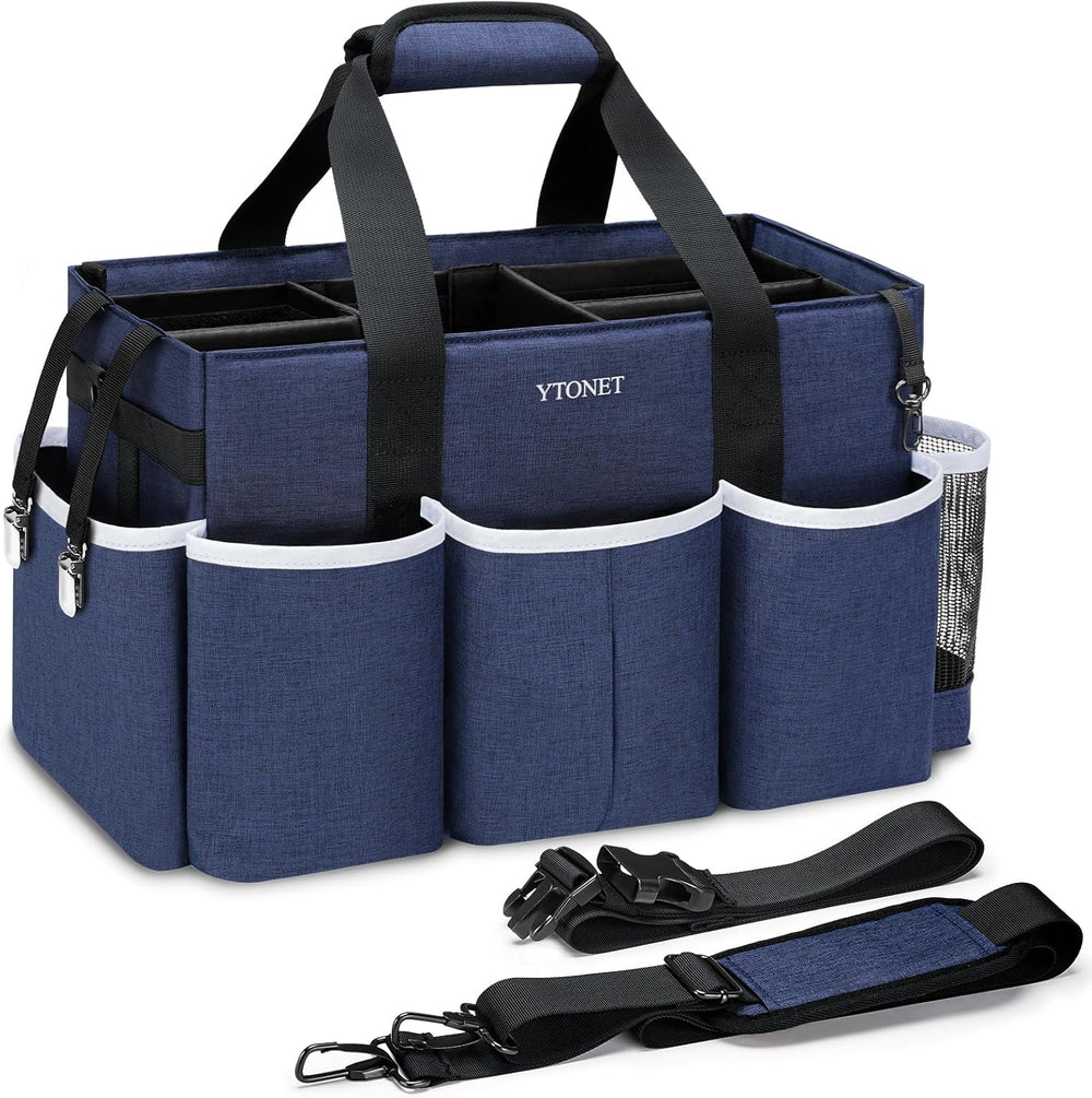 Ytonet Extra Large Cleaning Caddy Bag with Dividers, Foldable Cleaning Tote
