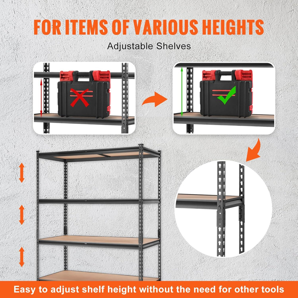 VEVOR Storage Shelves 5-Tier Adjustable 2000 lbs 48"x24"x72" S...
