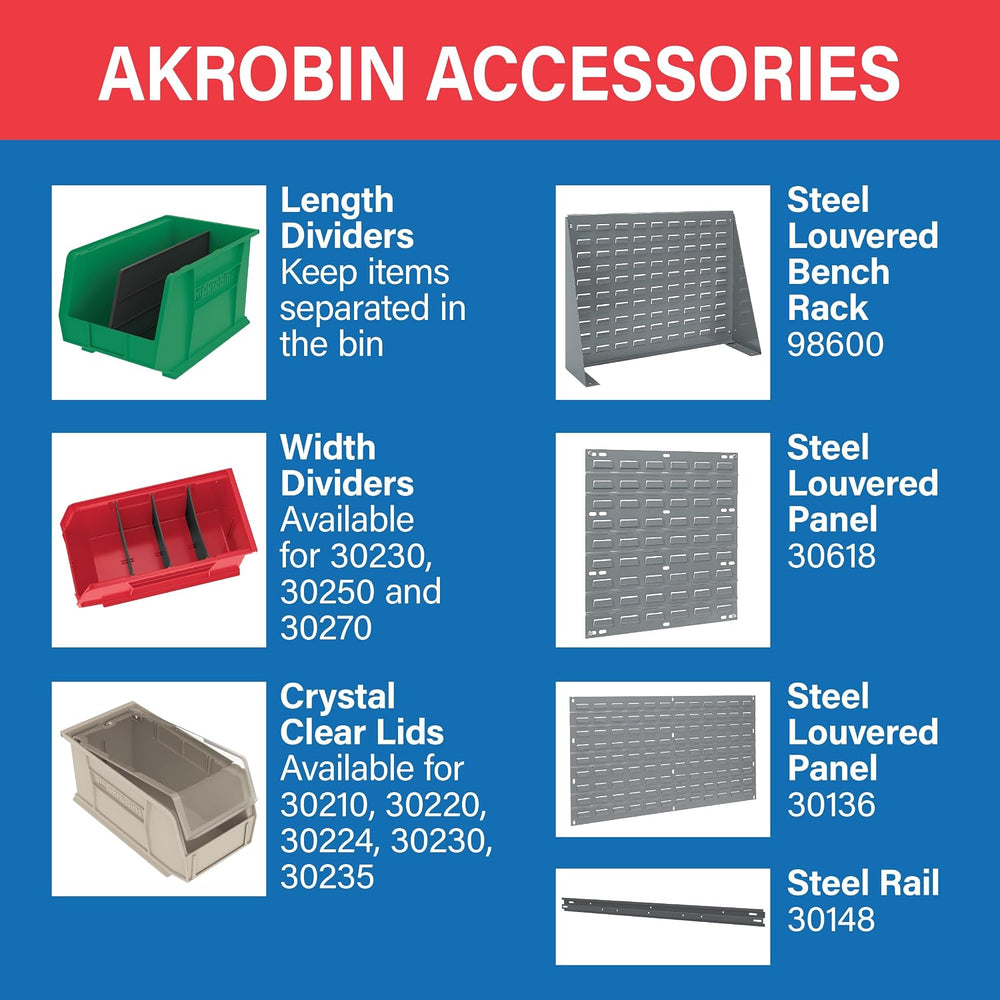 Akro-Mils 30239 AkroBins Plastic Storage Bins, 11"x8"x7", blue...