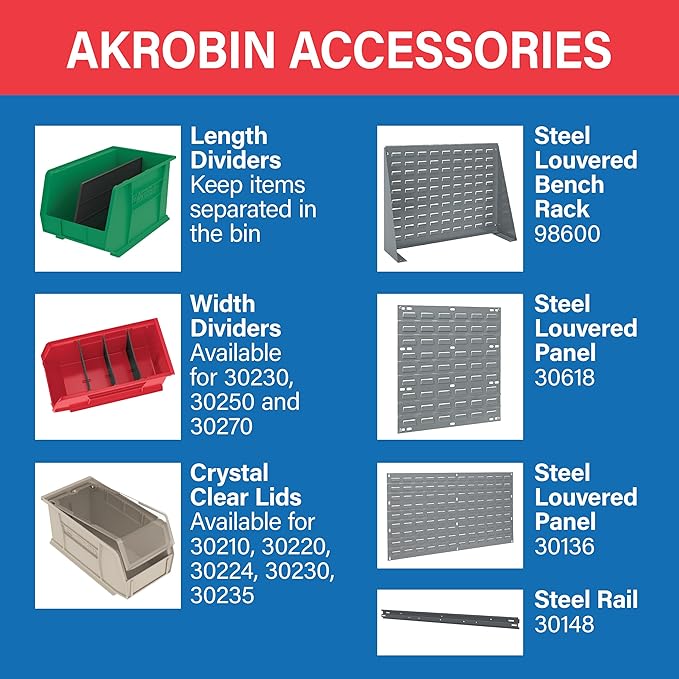 Akro-Mils 30240 AkroBins Plastic Storage Bins, Space-Saving Stackable Bins (1...