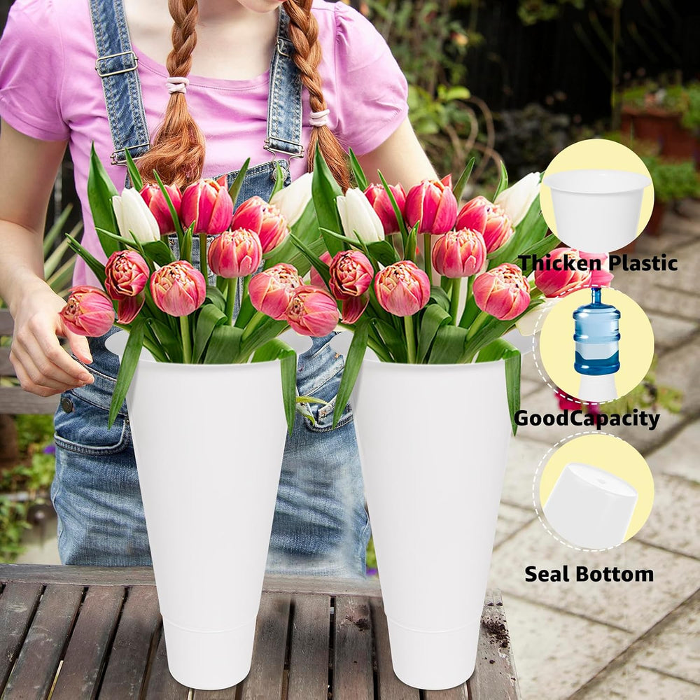 Flower Display Stand, 4 Tier Heavy Duty Moving Plant Cart Shelf with 16 Bucke...
