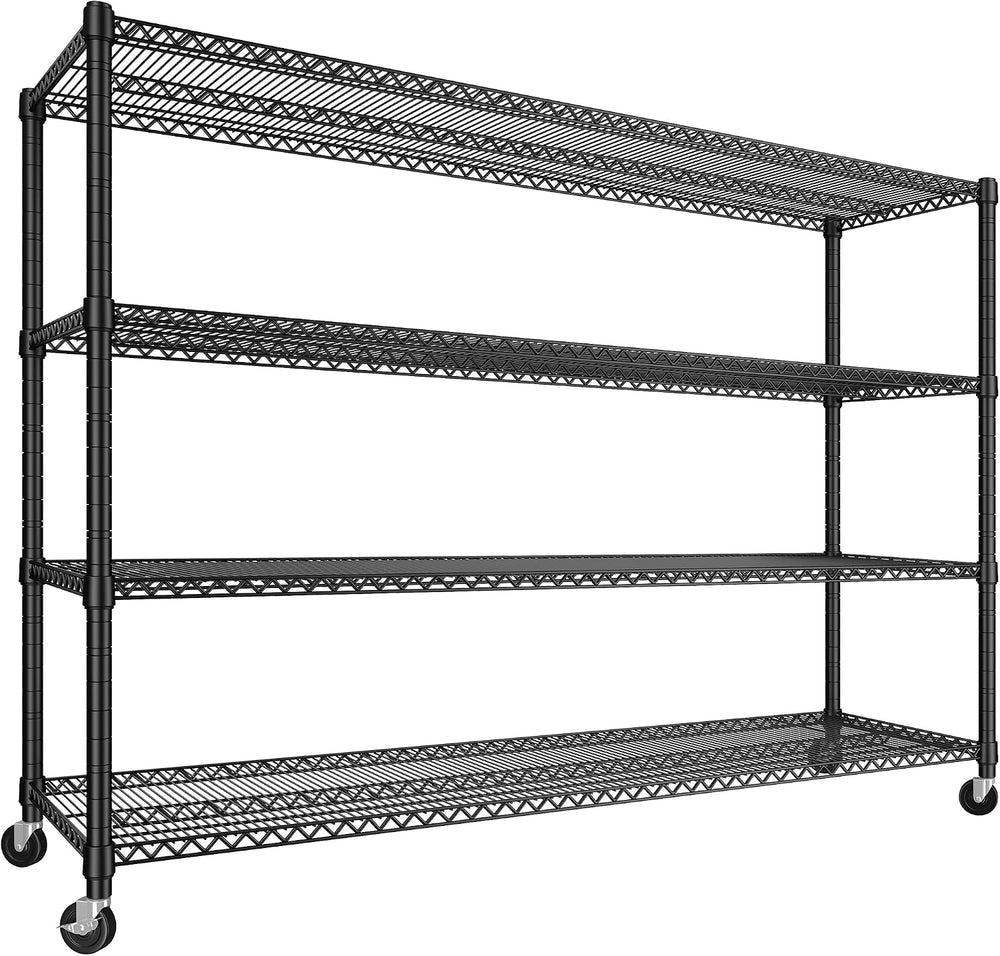 REIBII Extra-Wide 60"W 4-Tier Wire Shelving with Wheels, 2399lbs for Garage