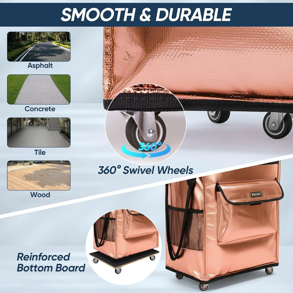 BALEINE Reusable Grocery Bag on Wheels, Foldable Rolling Tote Bag