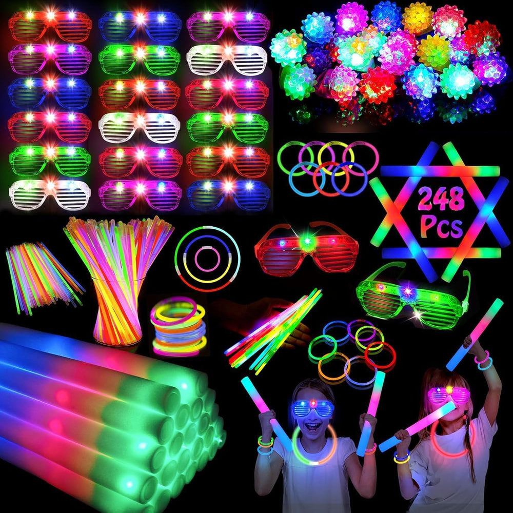 248PCS Glow in the Dark Party Supplies, Party Pack Bulk , 16PCS Foam Glow Sti...