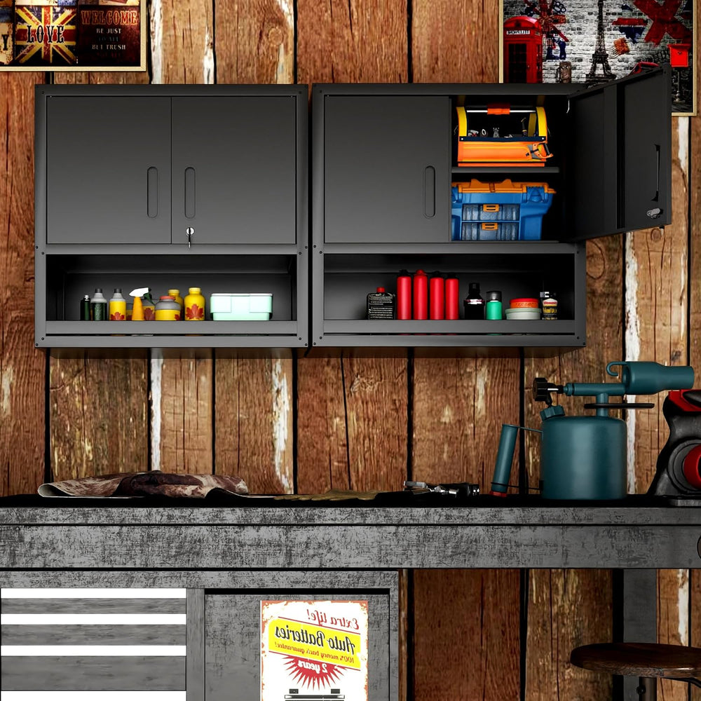 Wall Mounted Metal Storage Cabinet, Garage Hanging Tool Cabinet