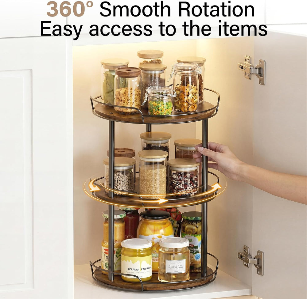 3-Tier Lazy Susan Spice Rack, 12'' Rotating Turntable for Cabinet