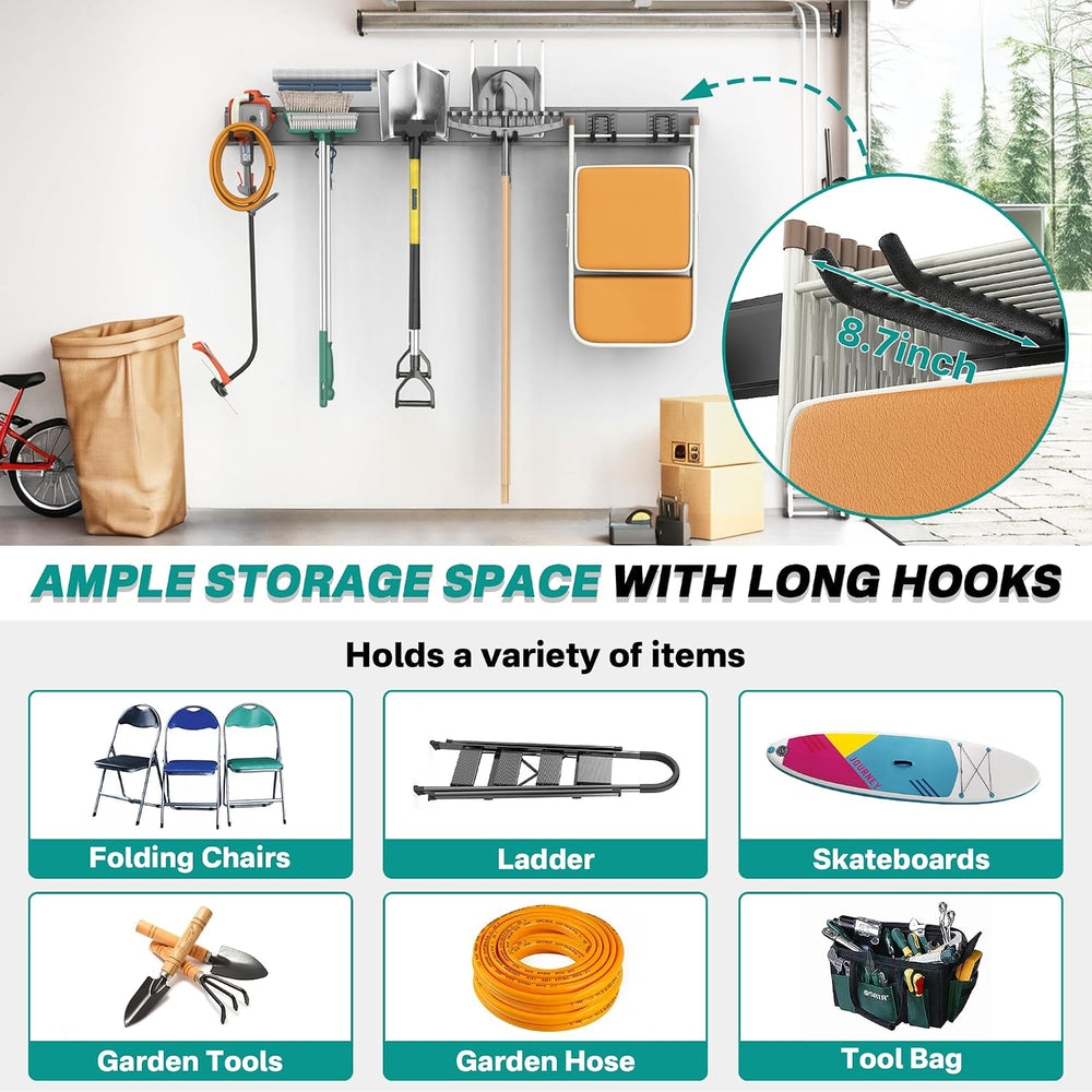 Garage Tool Storage Organizer, Wall Mount Garden Tool Rack