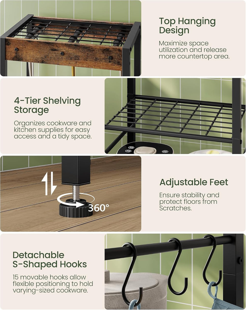 CHOEZON 5-Tier Pot Rack, Floorstanding Pots and Pans Organizer, Kitchen Baker...