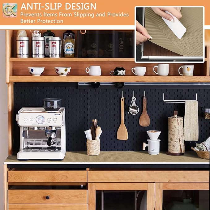 Self-Adhesive Shelf Liner Kitchen Liner, Waterproof Backed Paper Easy Peel and