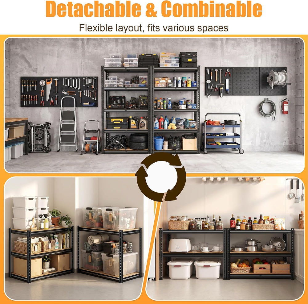 REIBII 5-Tier Garage Shelving, Storage Shelves for Basement Shed Pantry