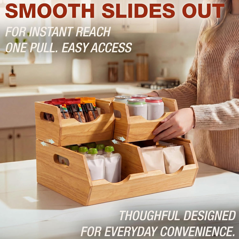 HOMESTEAD Stackable Solid Wood Storage Bins for Pantry & Countertop, Vent...
