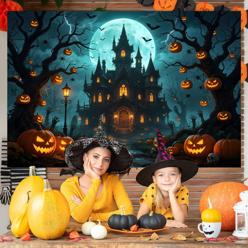 12x8ft Halloween Backdrop Haunted Mansion Castle Halloween Party Decor